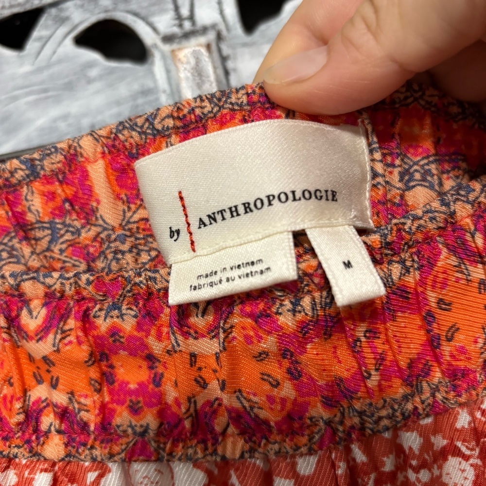 NEW Anthropologie Vale Orange/Pink Patterned Wide Leg Boho Palazzo Pants - Picture 13 of 14